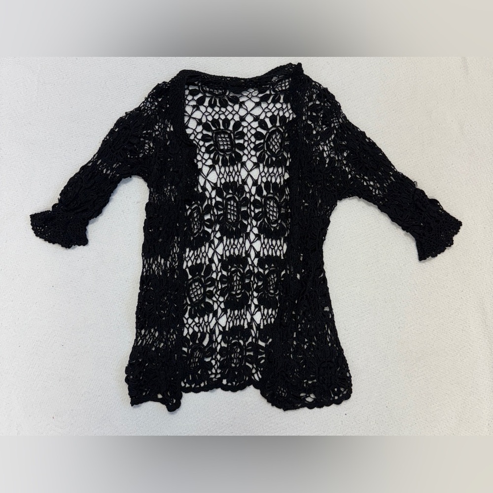 Elegant Black Crochet Sweater